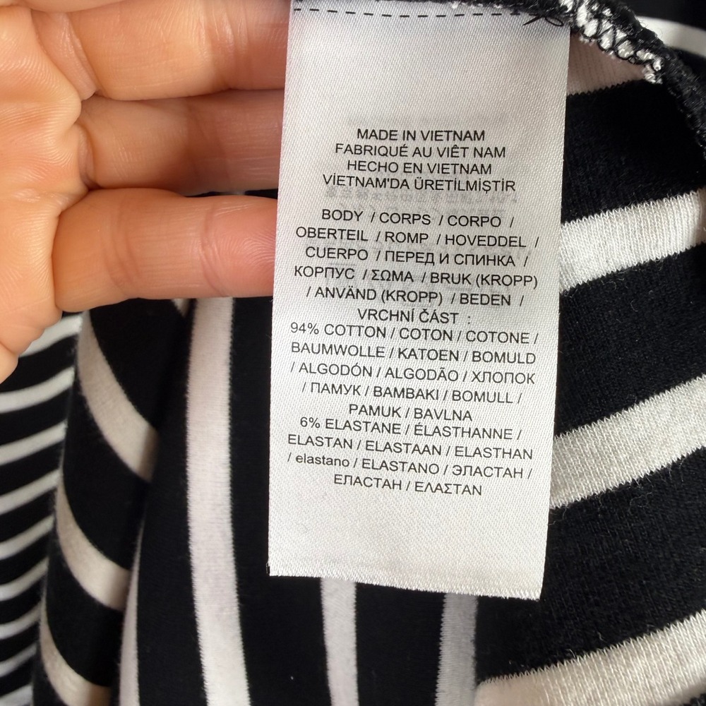 Lauren Ralph Lauren Black White Stripe Stretch Knit A-Line Midi Dress Size XL - Picture 3 of 4